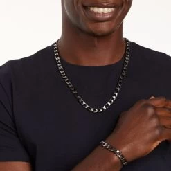 Stalen Blackplated Armband Met Figaro Schakels 7 Stalen Blackplated Armband Met Figaro Schakels -SieradenSpot Korting stalen blackplated armband met figaro schakels 2