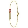 Stalen Goldplated Armband Met Fuchsia Emaille