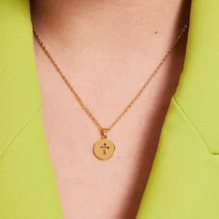 Stalen Goldplated Ketting Met Hanger Kruis -SieradenSpot Korting stalen goldplated ketting met hanger kruis 2