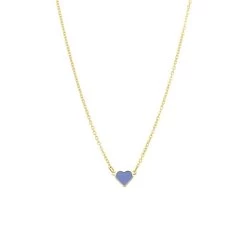 Stalen Goldplated Ketting Met Hart Emaille Lichtblauw