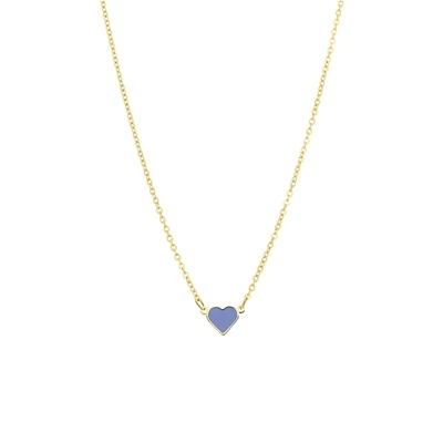 Stalen Goldplated Ketting Met Hart Emaille Lichtblauw 3 Stalen Goldplated Ketting Met Hart Emaille Lichtblauw