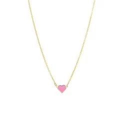Stalen Goldplated Ketting Met Hart Emaille Lichtroze
