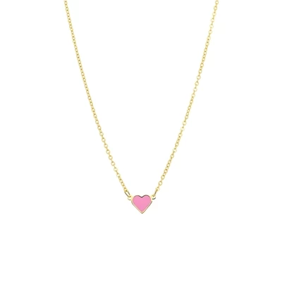 Stalen Goldplated Ketting Met Hart Emaille Lichtroze 3 Stalen Goldplated Ketting Met Hart Emaille Lichtroze