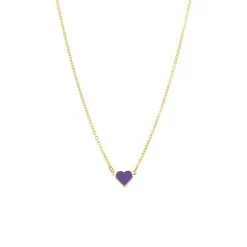 Stalen Goldplated Ketting Met Hart Emaille Violet