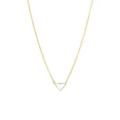 Stalen Goldplated Ketting Met Hart Emaille Wit