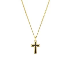 Stalen Goldplated Ketting Met Kruis