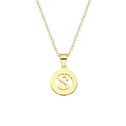 Stalen Goldplated Ketting Met Letter - S