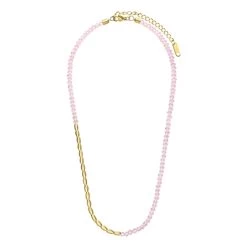 Stalen Goldplated Ketting Met Roze Kralen 6 Stalen Goldplated Ketting Met Roze Kralen -SieradenSpot Korting stalen goldplated ketting met roze kralen 1