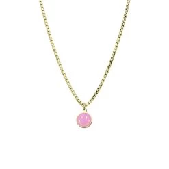 Stalen Goldplated Ketting Met Smiley Roze