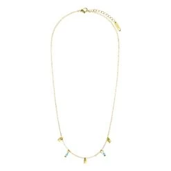 Stalen Goldplated Ketting Met Turquoise -SieradenSpot Korting stalen goldplated ketting met turquoise 1