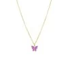 Stalen Goldplated Ketting Met Vlinder Violet -SieradenSpot Korting stalen goldplated ketting met vlinder violet