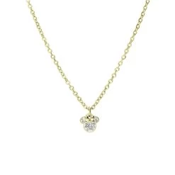 Disney Stalen Goldplated Ketting Minnie Mouse Met Wit Kristal