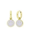 Stalen Goldplated Oorbellen Met Smiley Wit -SieradenSpot Korting stalen goldplated oorbellen met smiley wit