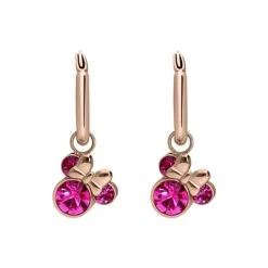Disney Stalen Goldplated Oorringen Minnie Mouse Met Roze Kristal