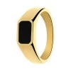 Stalen Goldplated Ring Met Zwart Agaat -SieradenSpot Korting stalen goldplated ring met zwart agaat