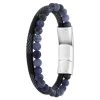 Stalen Herenarmband Leer En Steen Blauw