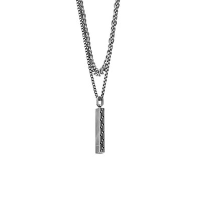 Stalen Herenketting Dubbel Hanger Antique Finish 3 Stalen Herenketting Dubbel Hanger Antique Finish