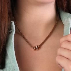 Stalen Ketting Mesh Roseplated Met Kristal -SieradenSpot Korting stalen ketting mesh roseplated met kristal 1