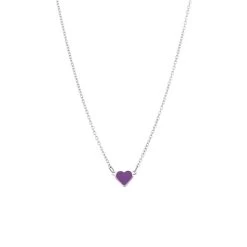 Stalen Ketting Met Hart Emaille Violet
