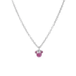 Disney Stalen Ketting Minnie Mouse Met Roze Kristal