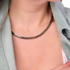 Stalen Ketting Staal/gold -SieradenSpot Korting stalen ketting staal gold 1