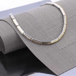 Stalen Ketting Staal/gold -SieradenSpot Korting stalen ketting staal gold 2