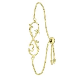 Stalen Naamarmband Gold Infinity/heart/heartbeat