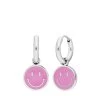 Stalen Oorbellen Met Smiley Roze -SieradenSpot Korting stalen oorbellen met smiley roze