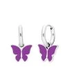 Stalen Oorbellen Met Vlinder Violet -SieradenSpot Korting stalen oorbellen met vlinder violet