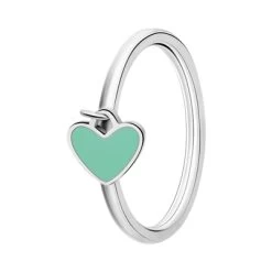 Stalen Ring Met Hart Emaille Mint