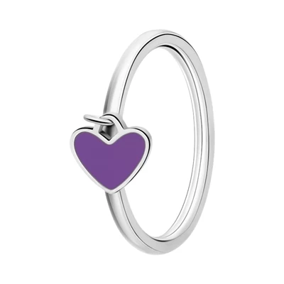 Stalen Ring Met Hart Emaille Violet 3 Stalen Ring Met Hart Emaille Violet