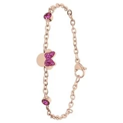 Disney Stalen Roseplated Armband Minnie Mouse Met Roze Kristal