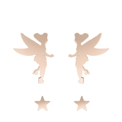 Stalen Roseplated Disney Tinkerbell Oorknoppen Met Ster 3 Stalen Roseplated Disney Tinkerbell Oorknoppen Met Ster