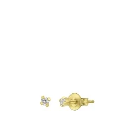 Tiny Tips Stalen Goldplated Oorbellen Zirkonia 2mm
