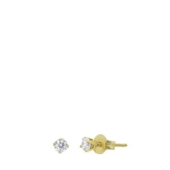 Tiny Tips Stalen Goldplated Oorbellen Zirkonia 3mm