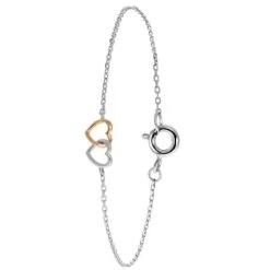 Zilveren Armband 2 Harten Zilver/rose