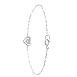 Zilveren Armband Dubbel Hart Met Zirkonia