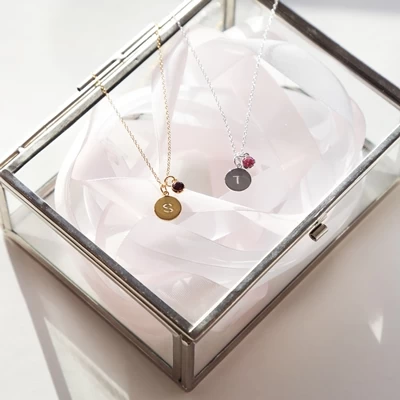 Zilveren Gold Ketting Kristal Birthstone 4 Zilveren Gold Ketting Kristal Birthstone - Afbeelding 2