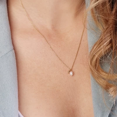 Zilveren Goldplated Ketting Met Zoetwaterparel 4 Zilveren Goldplated Ketting Met Zoetwaterparel - Afbeelding 2