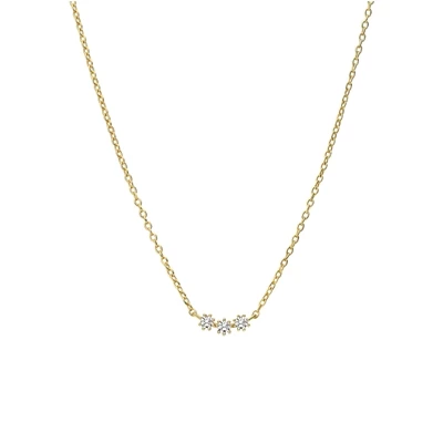 Zilveren Goldplated Ketting Zirkonia 3 Zilveren Goldplated Ketting Zirkonia