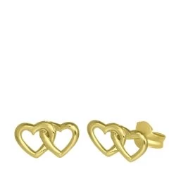 Zilveren Goldplated Kinderoorbellen Dubbel Hart