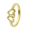 Zilveren Goldplated Kinderring Met Dubbel Hart -SieradenSpot Korting zilveren goldplated kinderring met dubbel hart