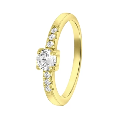 Zilveren Goldplated Kinderring Met Zirkonia 3 Zilveren Goldplated Kinderring Met Zirkonia