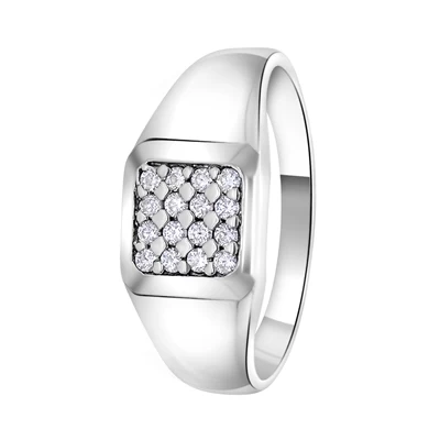 Zilveren Jongens Zegelring Met Zirkoniastenen 3 Zilveren Jongens Zegelring Met Zirkoniastenen