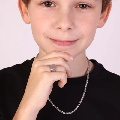 Zilveren Jongens Zegelring Vierkant 4 Zilveren Jongens Zegelring Vierkant - Afbeelding 2