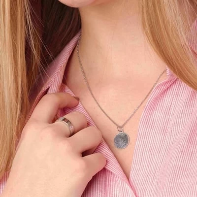Zilveren Ketting Disc Met Vingerafdruk 4 Zilveren Ketting Disc Met Vingerafdruk - Afbeelding 2