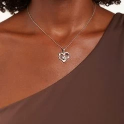 Zilveren Ketting Met Hanger Dubbel Hart Zirkonia -SieradenSpot Korting zilveren ketting met hanger dubbel hart zirkonia 1