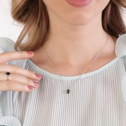 Zilveren Ketting Met Hanger Gemstone Black Onyx -SieradenSpot Korting zilveren ketting met hanger gemstone black onyx 1