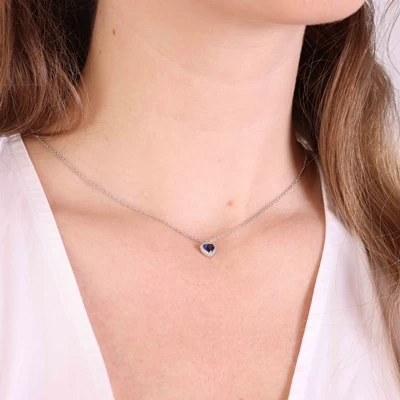 Zilveren Ketting Met Hanger Hart Zirkonia Blauw 4 Zilveren Ketting Met Hanger Hart Zirkonia Blauw - Afbeelding 2