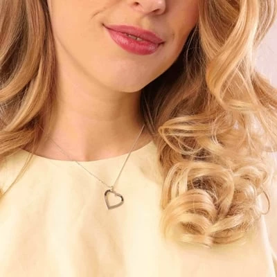Zilveren Ketting Open Hart Gravering 4 Zilveren Ketting Open Hart Gravering - Afbeelding 2